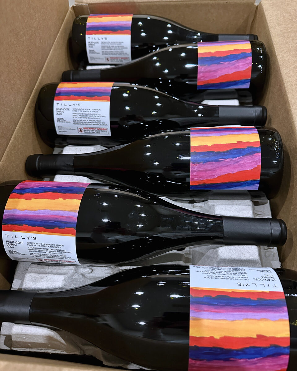 Tilly's wine bottles with Mackenzie's label artwork